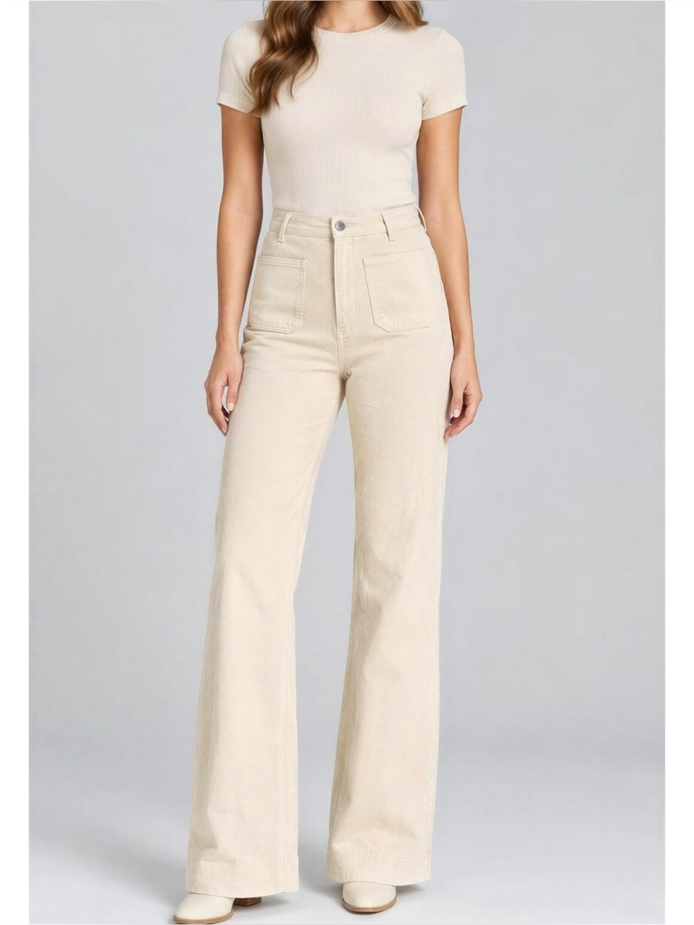 ROUJE PARIS Belleville Jeans, Cream, 29”